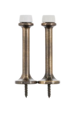 Ace Metal Antique Brass Gold Rigid Door Stop Mounts to door and wall 1/8 in.