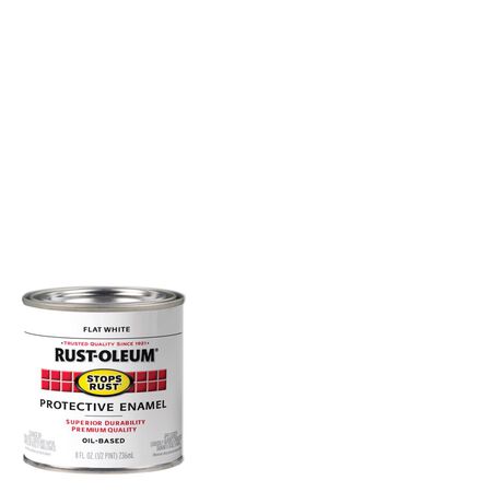 Rust-Oleum Stops Rust Indoor and Outdoor Flat White Oil-Based Protective Paint 0.5 pt