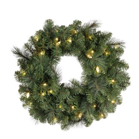 Celebrations Platinum 26 in. D LED Prelit Warm White Mixed Pine Wreath