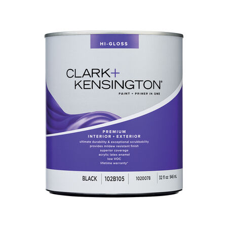 Clark+Kensington High-Gloss Black Premium Paint Exterior and Interior 1 qt