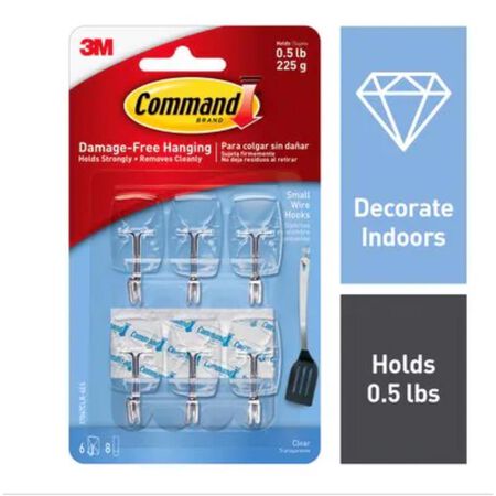 3M Command Small Plastic Wire Hooks 1.625 in. L 9 pk
