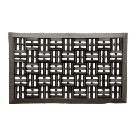 Sports Licensing Solutions 18 in. W X 30 in. L Black Trellis Scraper Rubber Door Mat