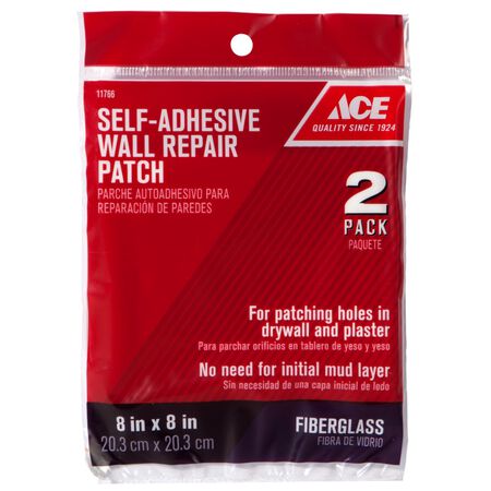 Ace 8 in. L X 8 in. W Fiberglass White Self Adhesive Wall Repair Patch