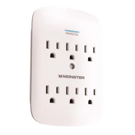 Monster Just Power it Up 0 ft. L 6 outlets Wall Tap Surge Protector White 1200 J