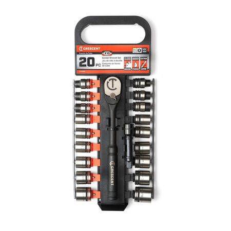 Crescent 3/8 in. drive S Metric and SAE 6 Point Mechanic's Tool Set 20 pc
