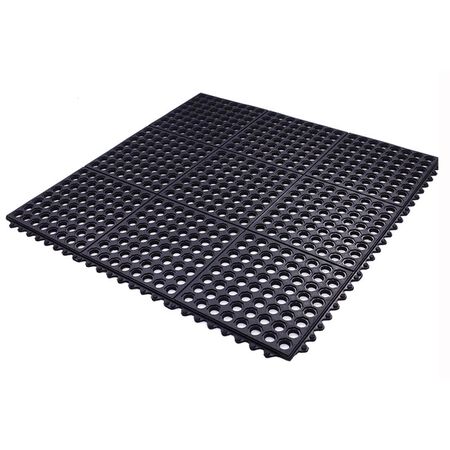 Flexgard 36 in. W X 36 in. L Black Interlocking Ring Mat Rubber Anti-Fatigue Mat