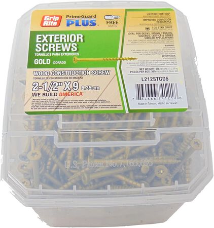 Grip-Rite PrimeGuard Plus No. 9 wire X 2 in. L Gold Star Flat Head Deck Screws 5 lb