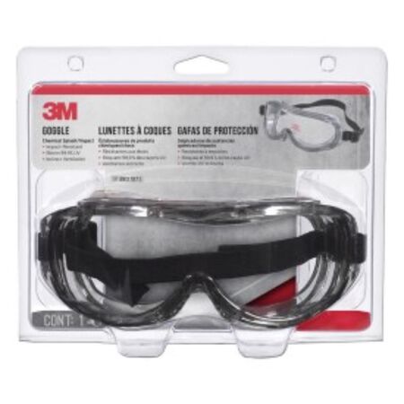 3M Chemical Splash Goggles Clear Lens Black Frame 1 pc