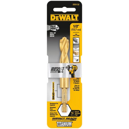 DeWalt Impact Ready 1/2 in. X 4 in. L High Speed Steel Drill Bit Quick-Change Hex Shank 1 pc