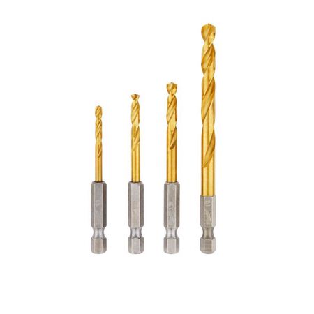Milwaukee Shockwave 3/8 in. Titanium Red Helix Impact Drill Bit Set Hex Shank 4 pc