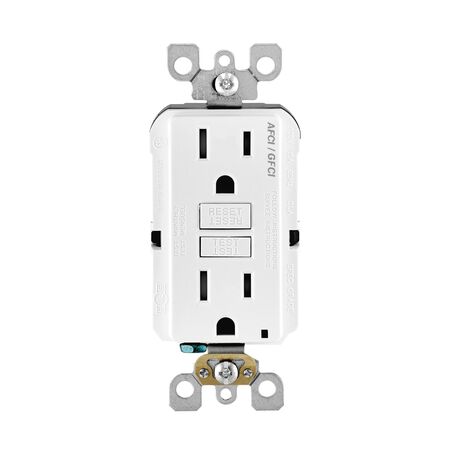 Leviton 15 amps 125 V White AFCI/GFCI Dual Function Outlet 5-15R 1 pk