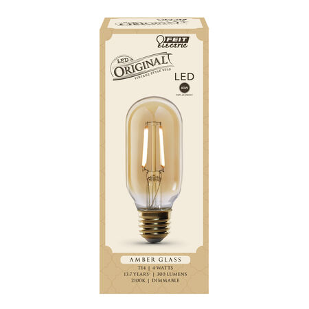 Feit Electric T14 E26 (Medium) LED Bulb Amber Soft White 40 Watt Equivalence 1 pk