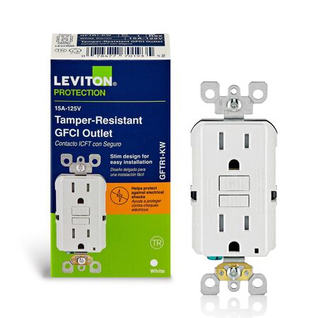 Leviton SmartlockPro 15 amps 125 V Duplex White GFCI Outlet 5-15R 1 pk