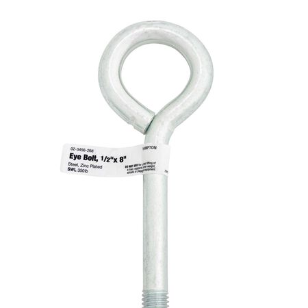 Hampton 1/2 in. X 8 in. L Zinc-Plated Steel Eyebolt Nut Included