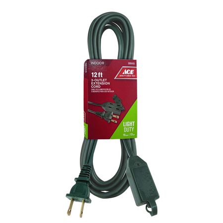 Ace Indoor 12 ft. L Green Extension Cord 16/2 SPT-2