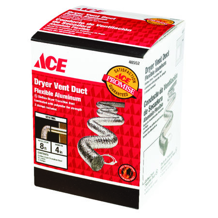 Ace 96 in. L X 4 in. D Silver Aluminum Dryer Vent Duct