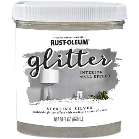 Rust-Oleum 360219 Glitter Interior Wall Paint, 28 Fl Oz (Pack of 1), Sterling Silver