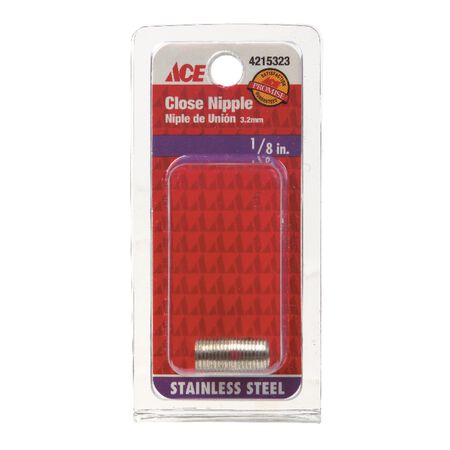 Smith-Cooper 1/8 in. MPT Stainless Steel Close in. L Nipple