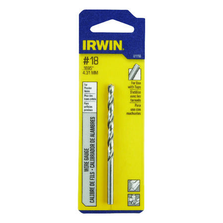 Irwin #18 X 3-1/4 in. L High Speed Steel Wire Gauge Bit 1 pc