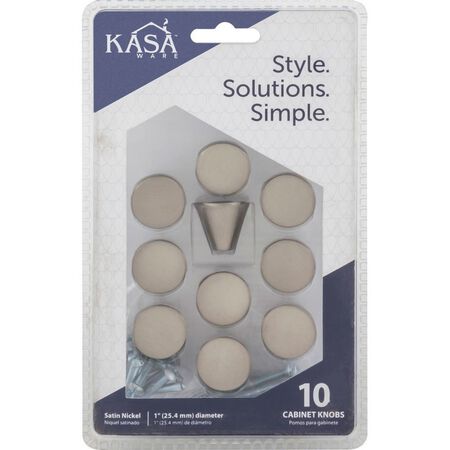 KasaWare (10pc Pack) 1 in. Square Cabinet Knob in Satin Nickel
