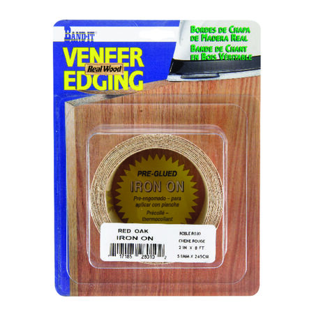Band-It 2 in. W x 8 in. L Finished Red Oak Wood Veneer Edge Banding