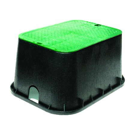 NDS 25-3/4 inch W X 12 inch H Rectangular Valve Box with Overlapping Cover Black/Green