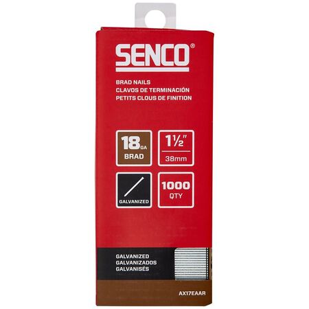 Senco Brad Nail Strip, 1-1/2 in. L, 18 ga., Galvanized/Plain, Medium Head