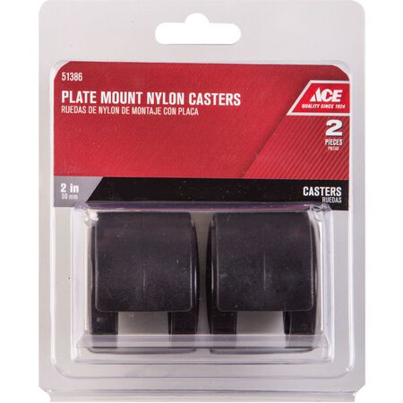 Ace 2 in. Dia. Swivel Gray Twin Wheel Caster with Plate 75 lb. 2 pk