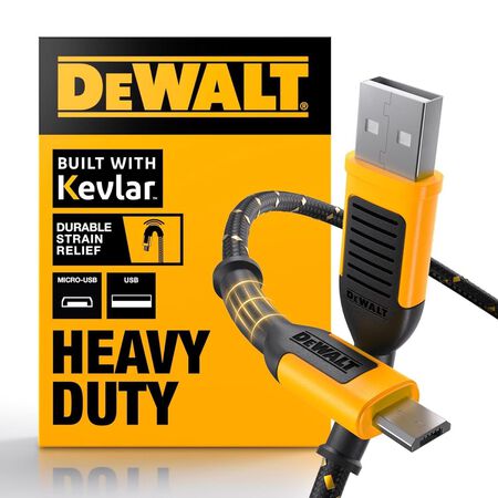 DeWalt Micro to USB Cable 10 ft. Black/Yellow