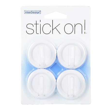 iDesign 1 in. L White Plastic Small stick on Hook 4 pk
