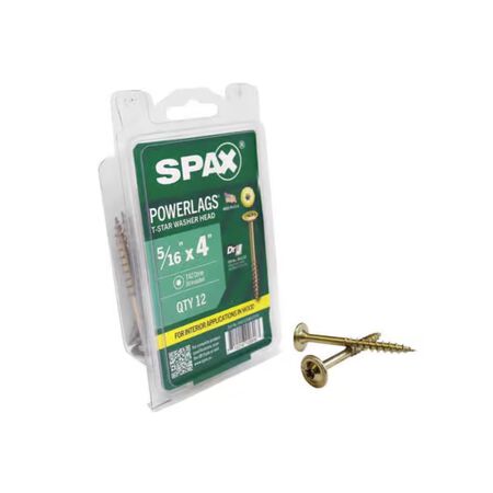 SPAX PowerLags 5/16 in. x 4 in. L Washer Yellow Zinc Carbon Steel Lag Screw 12 Pack