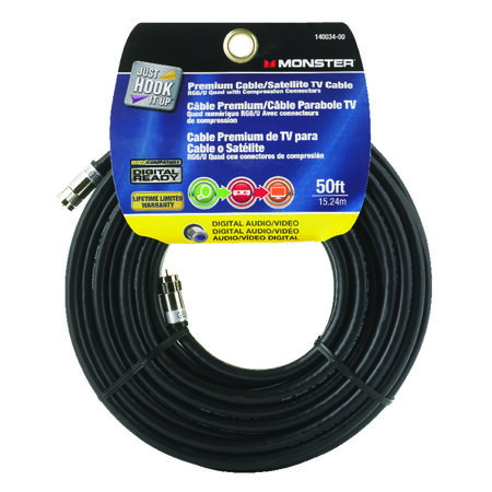 Monster Just Hookit Up 50 ft. L Weatherproof Video Coaxial Cable