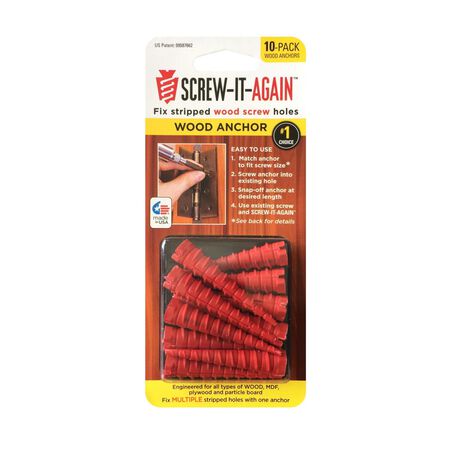 SCREW-IT-AGAIN 1/4 in. D X 1 in. L Polypropylene Hex Head Wood Anchor 10 pk