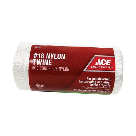 Ace 18 # X 1050 ft. L White Twisted Nylon Twine