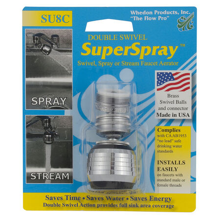 Whedon Super Spray Dual Thread 15/16 in.- 27M x 55/64 in.-27F Chrome Swivel Sprayrator
