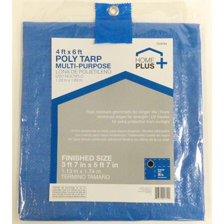 Home Plus 4 ft. W X 6 ft. L Light Duty Polyethylene Tarp Blue