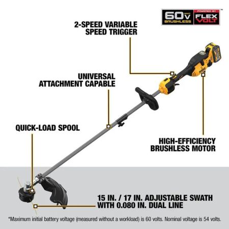 DeWalt 60V MAX 17 in. Brushless Attachment Capable String Trimmer Kit