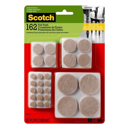 3M Scotch Felt Self Adhesive Protective Pad Beige Round Assorted in. W 162 pk