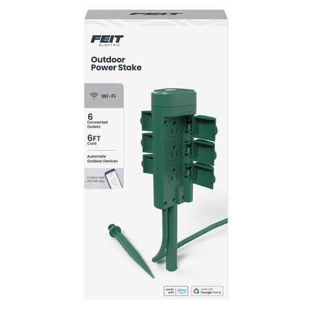 Feit Smart Home Outdoor 6 ft. L Green Smart-Enabled Outlet Stake 14/3