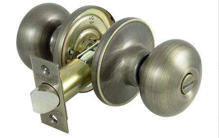 ProSource TF810V-PS Privacy Lockset, Tubular Design, Antique Brass, Stainless Steel, Reversible Hand