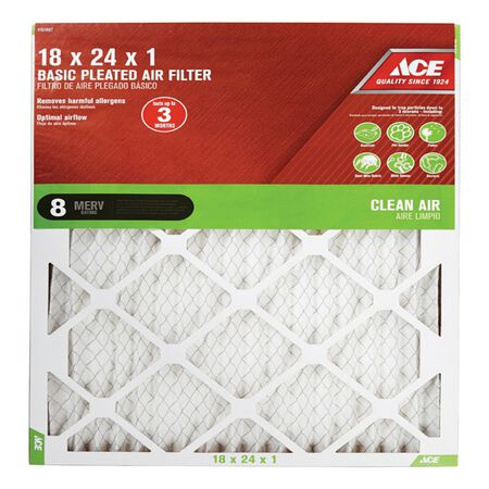 Ace 18 in. W X 24 in. H X 1 in. D Cotton 8 MERV Pleated Air Filter 1 pk