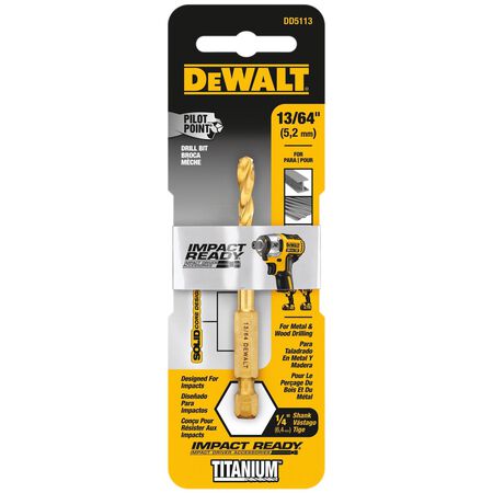 DeWalt Impact Ready 13/64 in. X 3-7/64 in. L High Speed Steel Drill Bit Quick-Change Hex Shank 1 pc