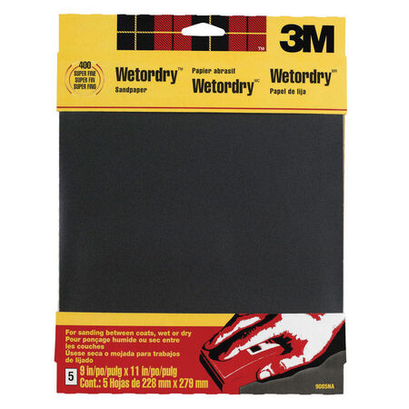 3M Silicon Carbide Sandpaper 11 in. L 400 Grit Super Fine 5 pk