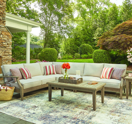 Ashley Clare View Sectional Sofa/Loveseat Set with Cocktail Table