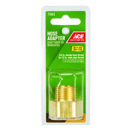 Ace 3/4 in. FHT x 1/2 in. MPT in. Brass Threaded Female/Male Hose Adapter