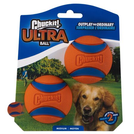 Chuckit! Blue/Orange Rubber Fetch Ball Ultra Ball Medium 2 pk