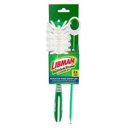 Libman 2.5 in. W Soft Bristle 6 in. Plastic/Rubber Handle Bottle and Straw Brush Set