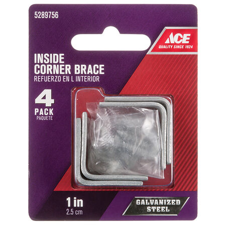 Ace 1 in. H X 2.75 in. W X 1 in. D Steel Inside L Corner Brace