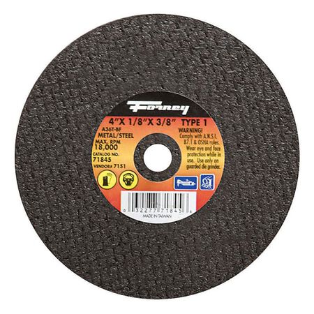 Forney 4 in. D X 3/8 in. Aluminum Oxide Metal Cut-Off Wheel 1 pc