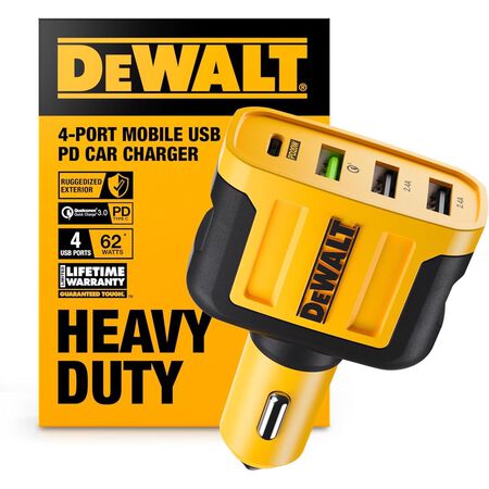 DeWalt 4 Port Car Cell Phone Charger 1 pk